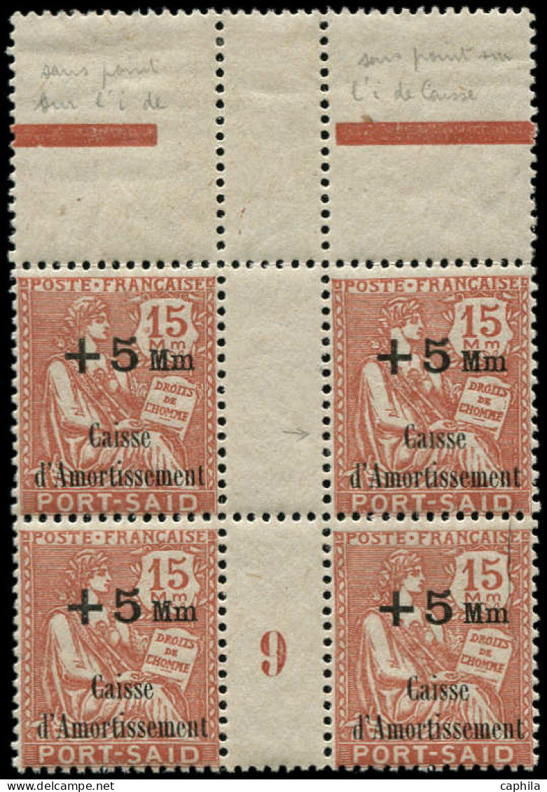 ** PORT-SAID - Poste - 88, Bloc De 4 Millésime "9" Et 1 Exemplaire Sans Le Point Sur "i" De Caisse: +5m S. 15c. (Maury) - Unused Stamps