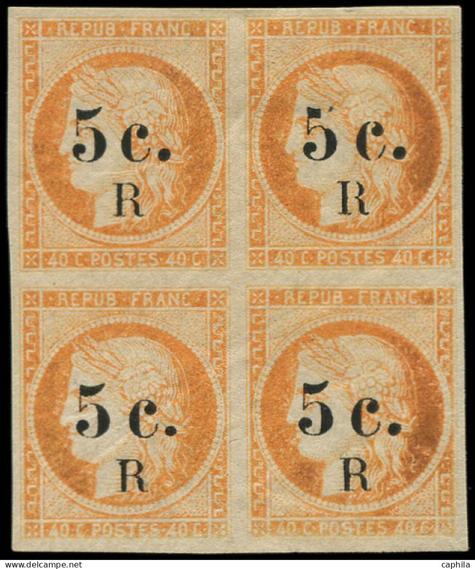 * REUNION - Poste - 6, Bloc De 4 Signé, Pli: 5c. S. 40c. Orange Pâle - Unused Stamps