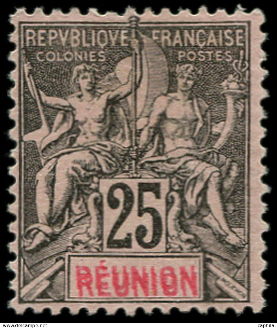 * REUNION - Poste - 39a, Double "Réunion", Signé Calves: 25c. Noir S. Rose - Nuevos