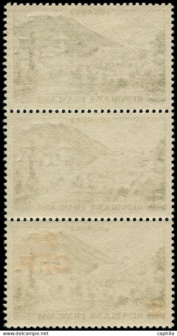** REUNION - Poste - 310, Bande De 3, Essais De Surcharge Noir/bleu/rouge: Lourdes (Maury) - Unused Stamps
