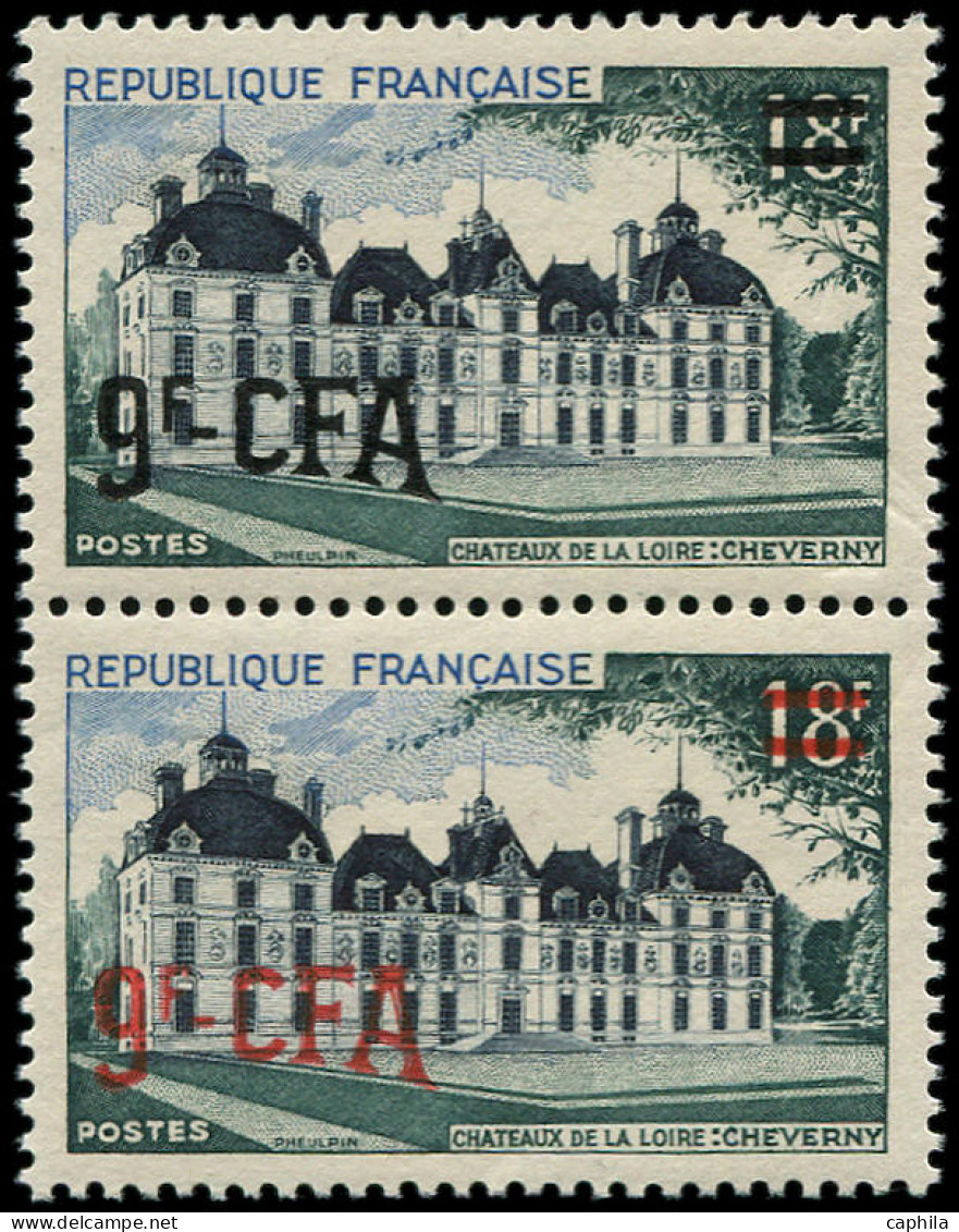 ** REUNION - Poste - 316, Paire Dont 1 Exemplaire Essai De Surcharge En Rouge: Château De Cheverny - Unused Stamps