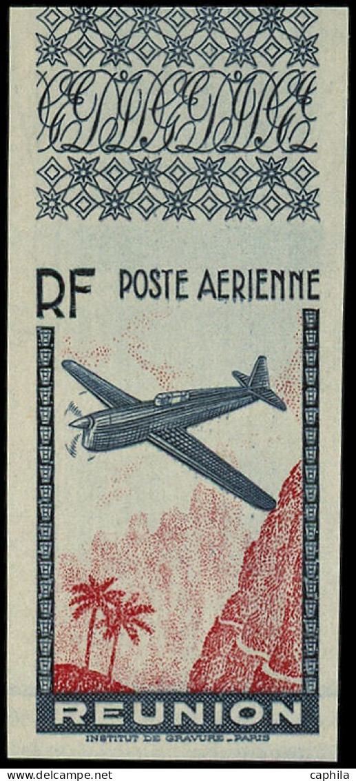 ** REUNION - Poste Aérienne - 2d, Non Dentelé, Sans Valeur Faciale, Bdf: (3.65f.) Bleu Et Rouge-carmin - Luftpost