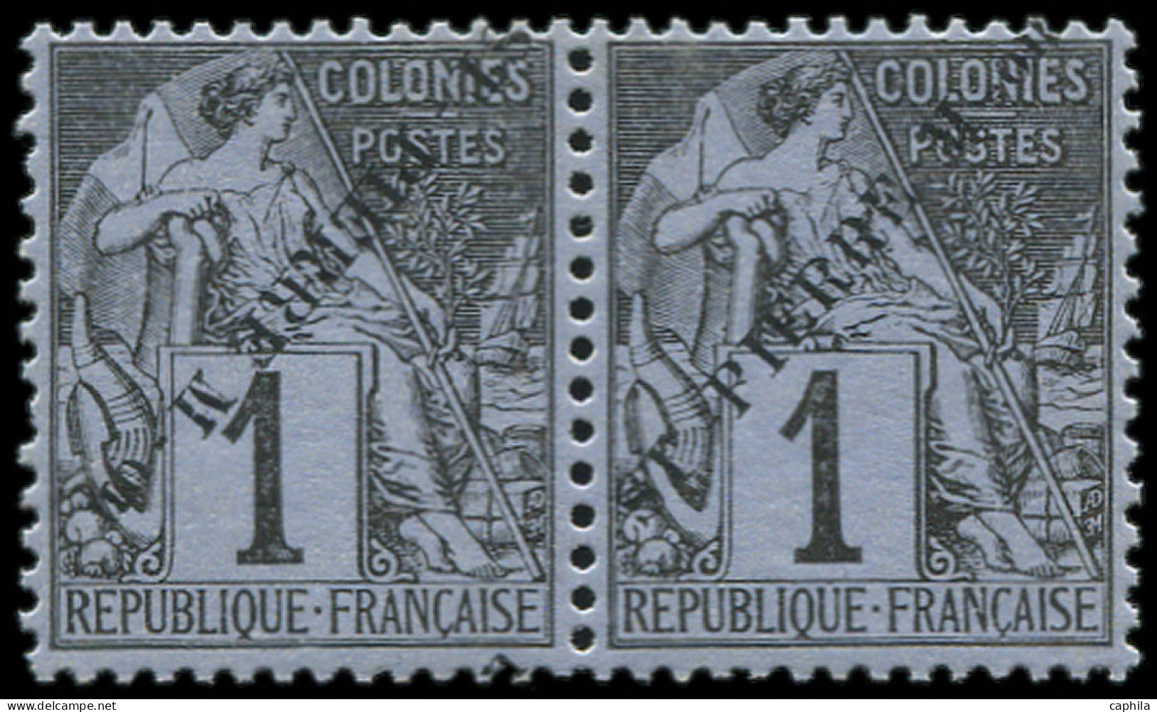 * SAINT PIERRE & MIQUELON - Poste - 18a, Paire Surcharge Tête-bêche: 1c. Noir S. Azuré - Unused Stamps