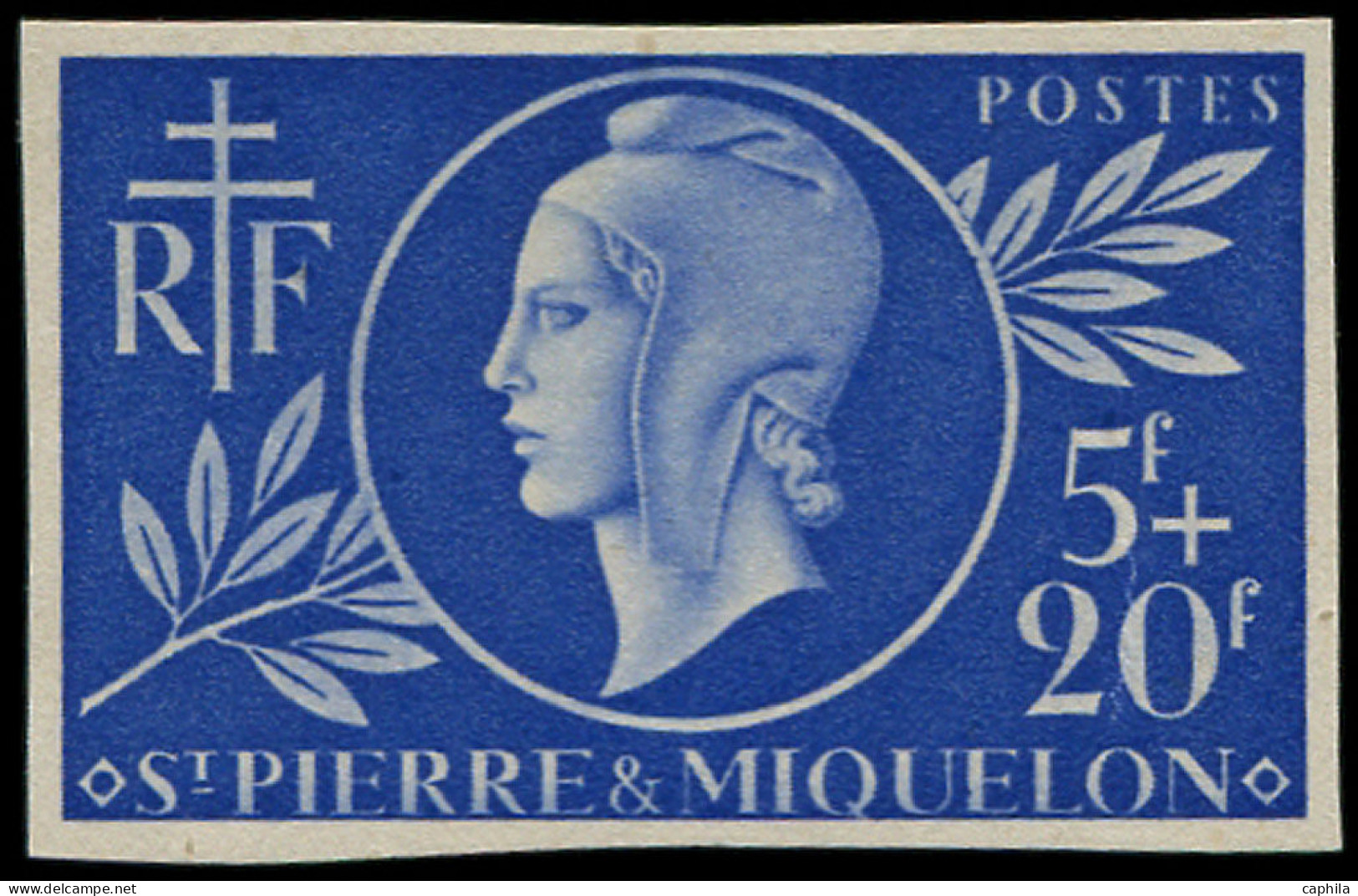 ** SAINT PIERRE & MIQUELON - Poste - 314a, Non Dentelé, 1 Grain D'origine Dans Le Papier: 5f. + 20f. Entraide Française - Unused Stamps