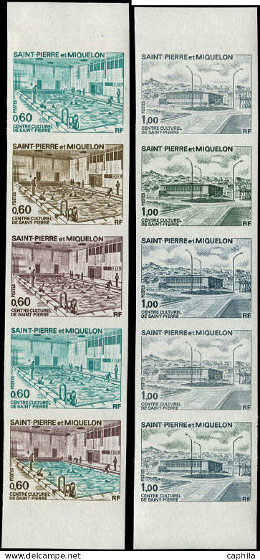 ** SAINT PIERRE & MIQUELON - Poste - 431/32, 2 Bandes De 5 Essais De Couleur Dont Polychromes: Piscine - Unused Stamps