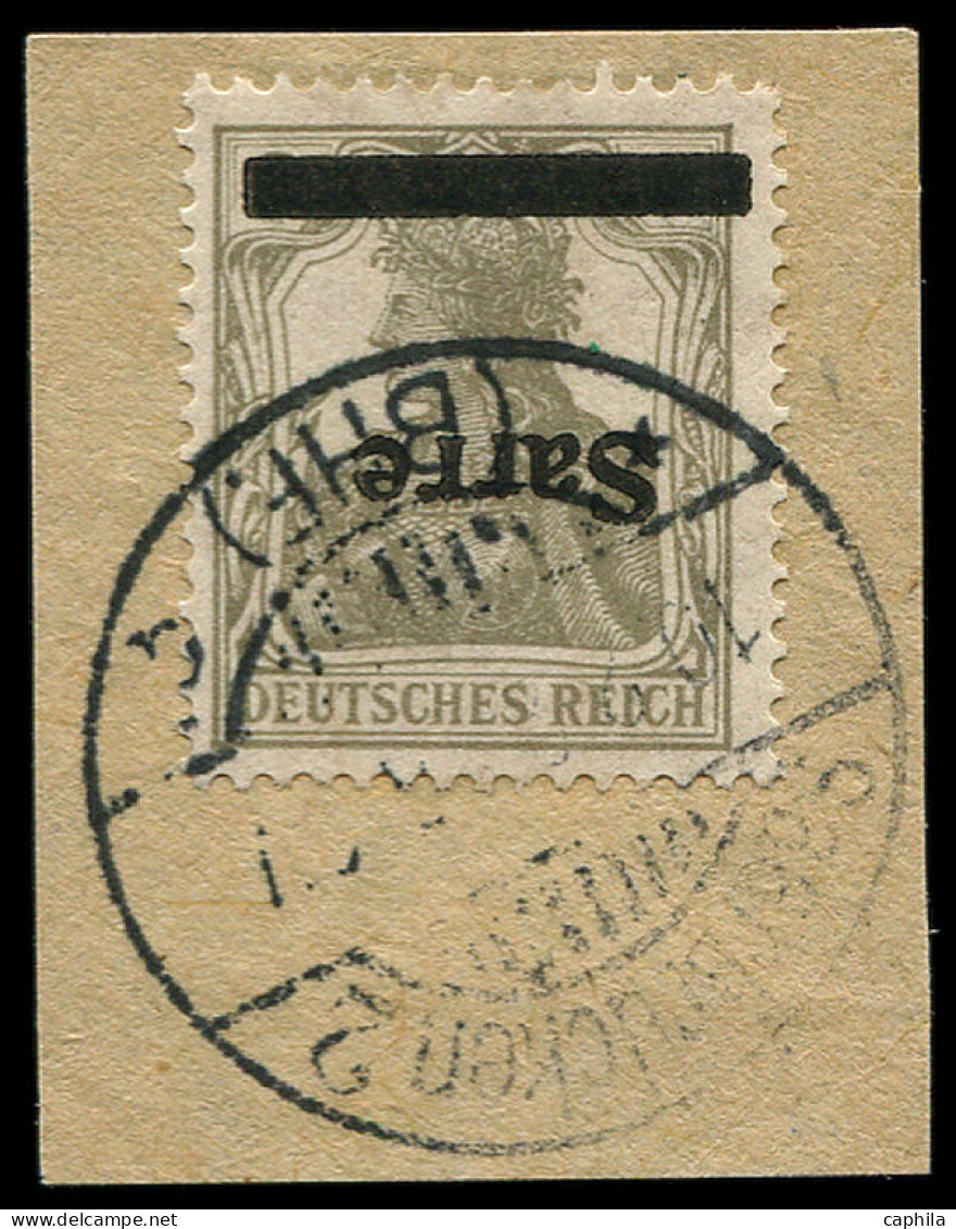 O SARRE - Poste - 1a, Surcharge Renversée, Sur Fragment: 2p. Gris-olive - Used Stamps