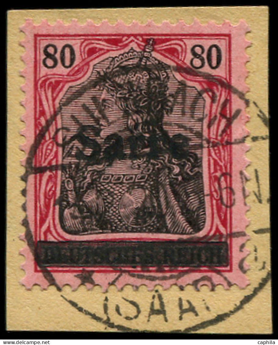 O SARRE - Poste - 16, Sur Fragment, Signé: 80p. Rouge Et Noir S. Rose - Oblitérés