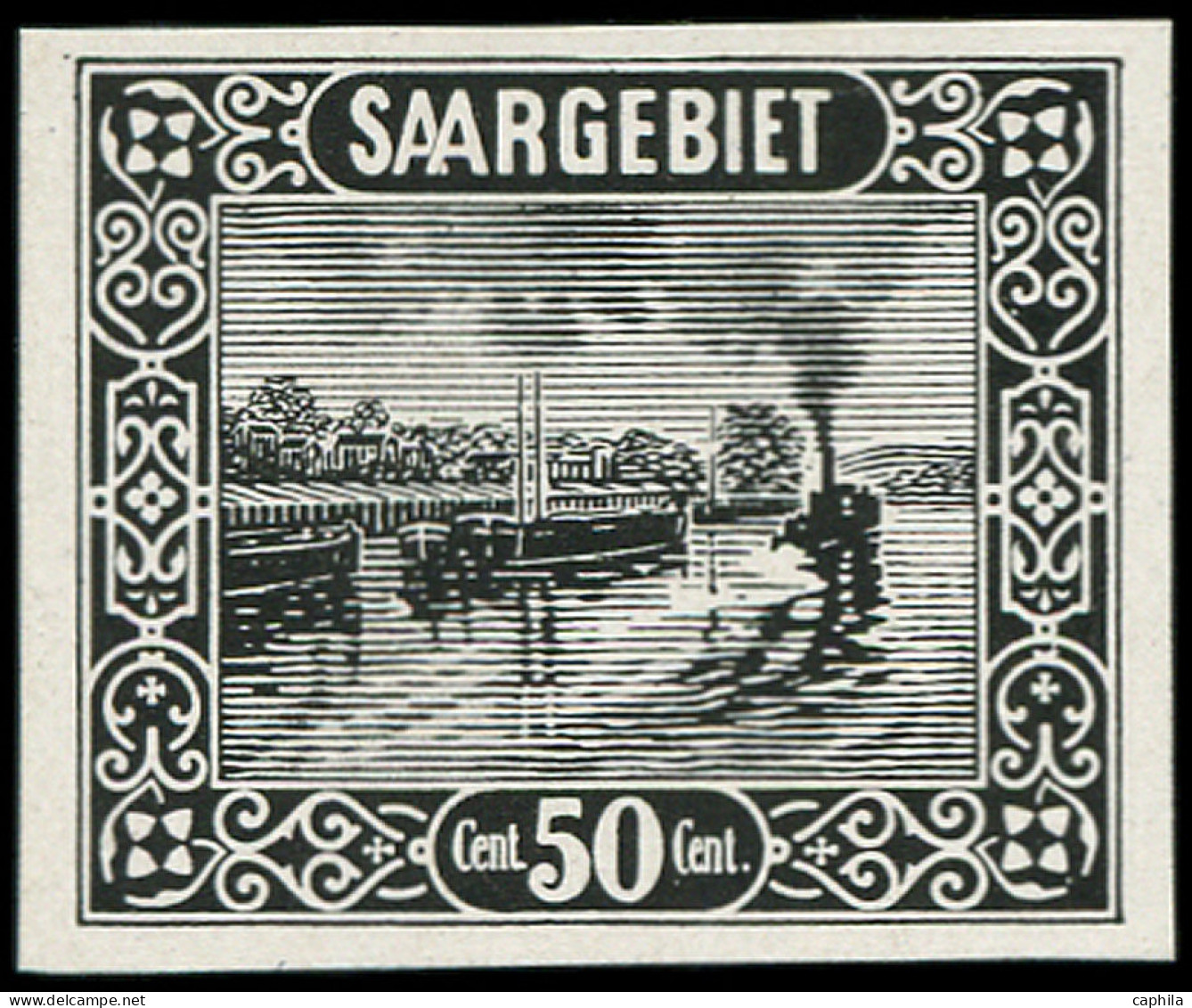 ** SARRE - Poste - 94, Essai Gris Sur Blanc, Non Dentelé: 50c. Remorqueur - Unused Stamps