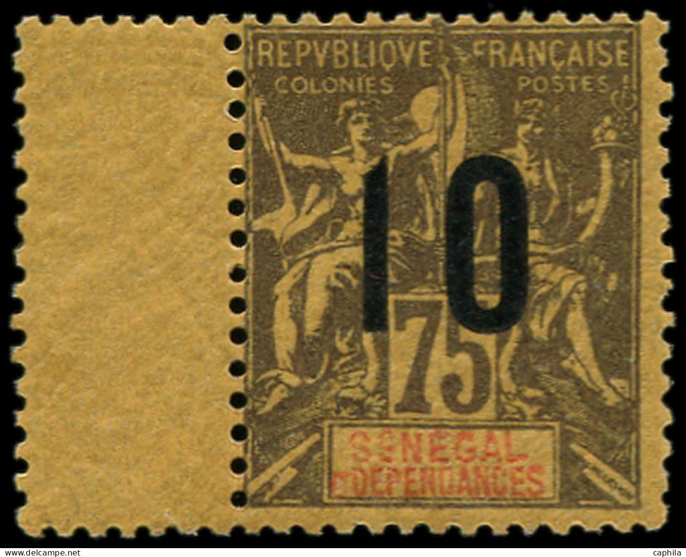 * SENEGAL - Poste - 52A, Chiffres Espacés: 10 S. 75c. - Unused Stamps