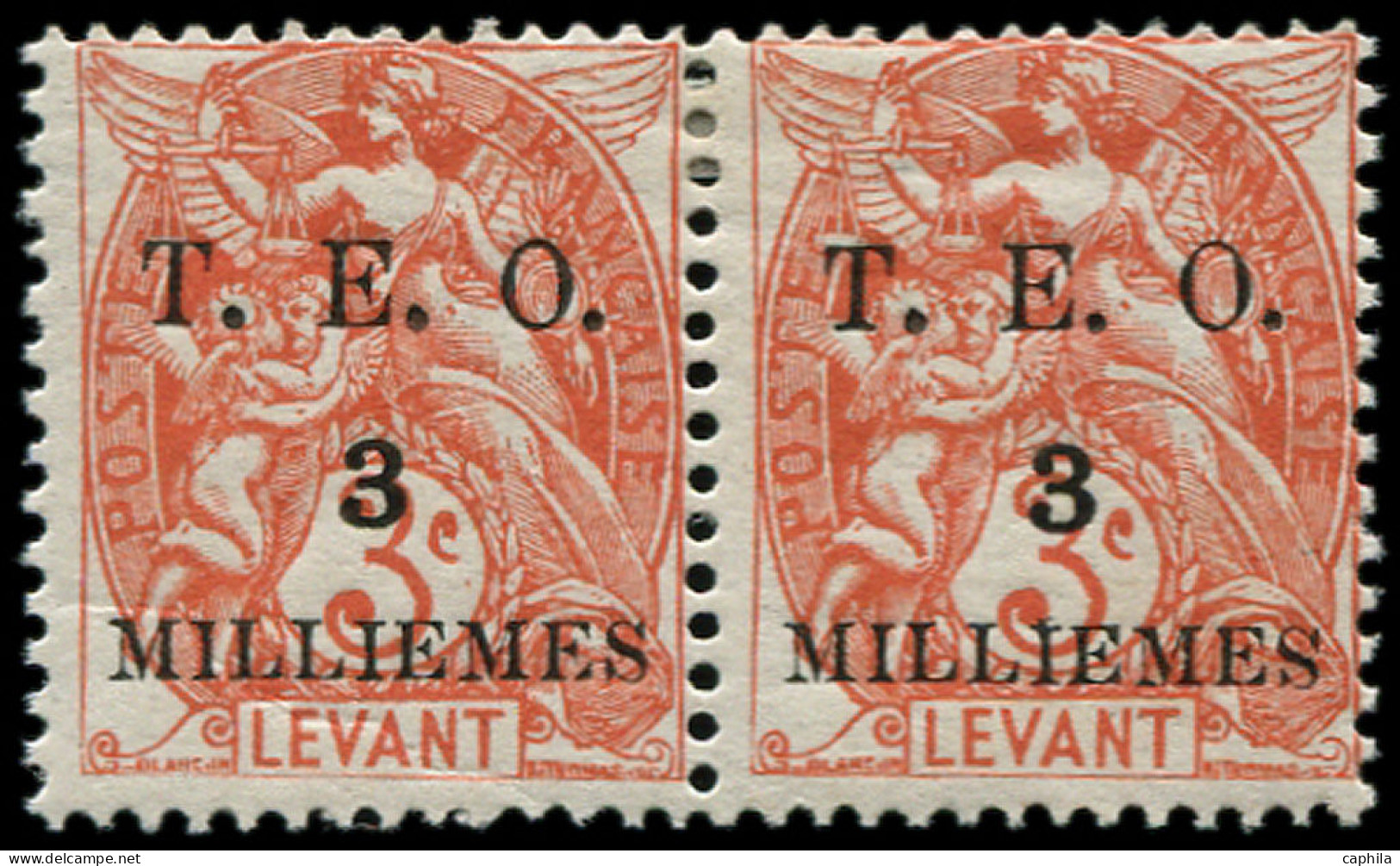 * SYRIE - Poste - 13a, Paire Dont 1 Exemplaire "s" Renversé: 3m S. 3c. Orange - Unused Stamps