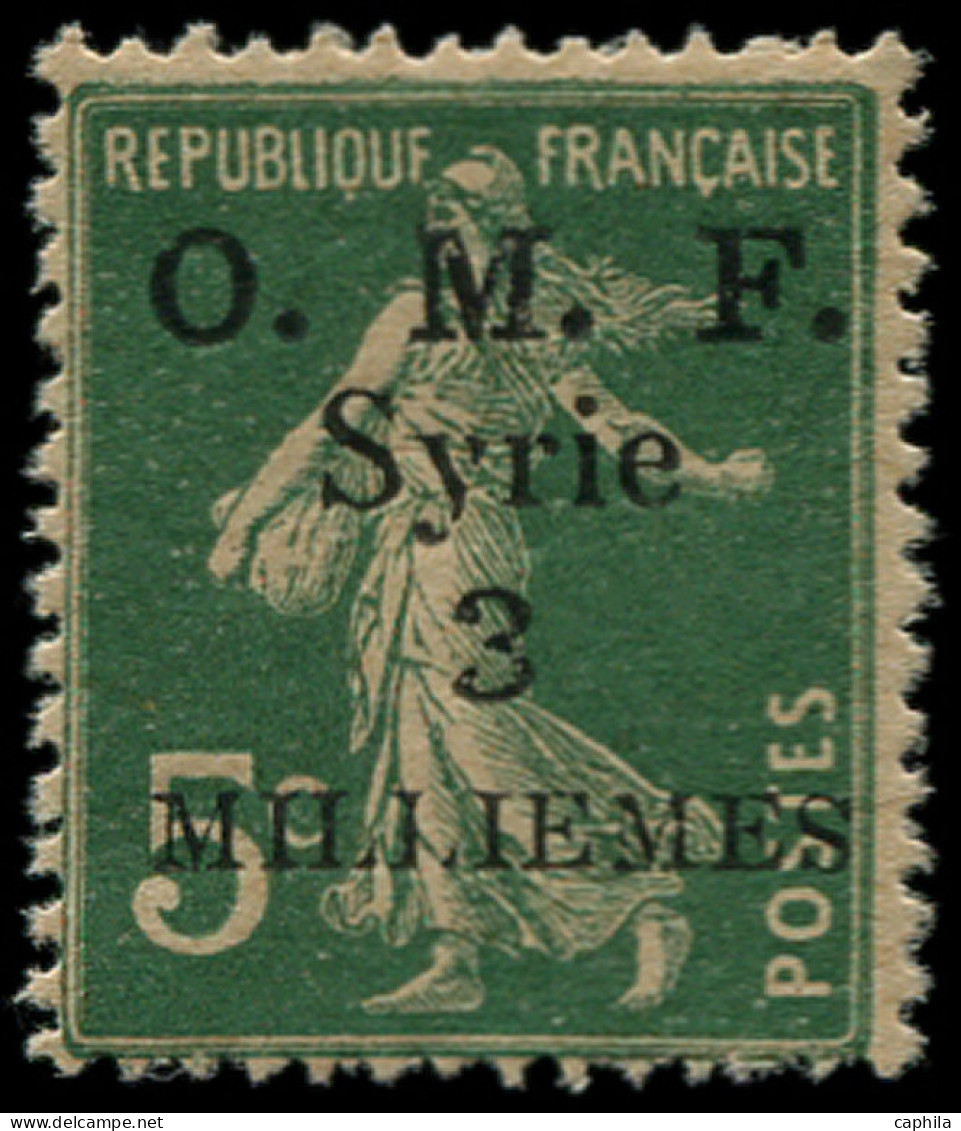 * SYRIE - Poste - 27d, "s" Renversé: 3m. S.  5c. Semeuse Vert - Unused Stamps
