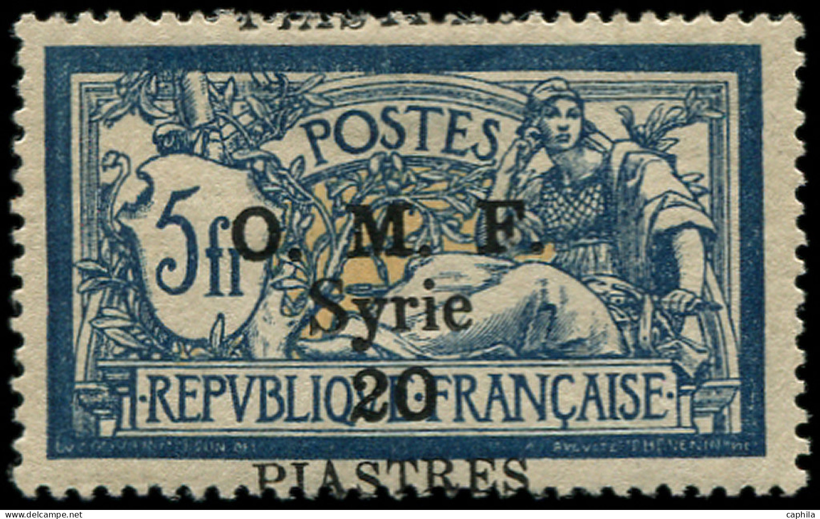 * SYRIE - Poste - 29, Surcharge à Cheval, Signé Brun: 20p. S. 5f. Merson - Unused Stamps