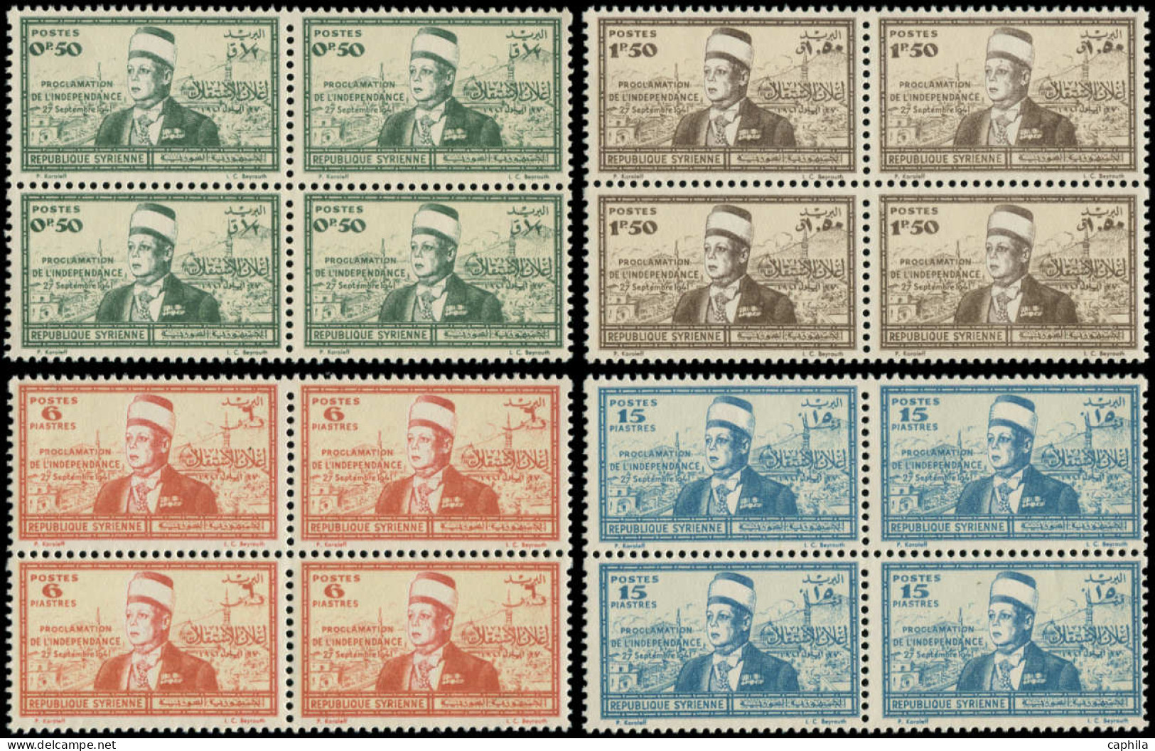 ** SYRIE - Poste - 260/63, En Blocs De 4: Proclamation De L'indépendance (Maury) - Unused Stamps