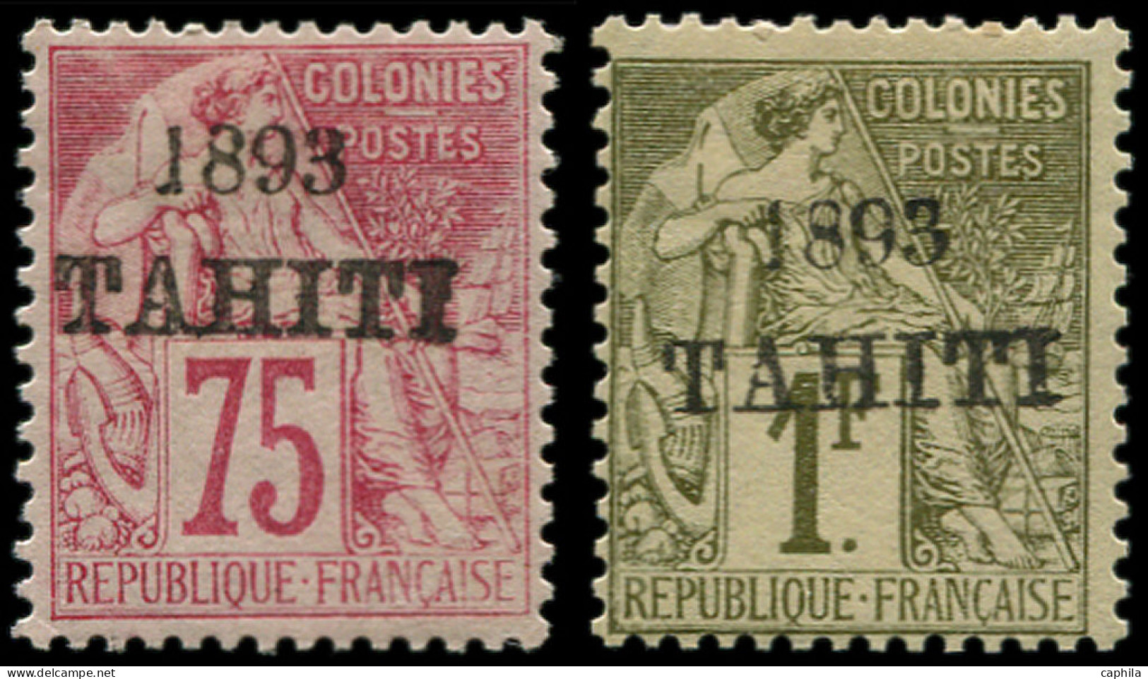 * TAHITI - Poste - 29/30, Signés Calves, 75c. Rose (TB Centrage) Et 1f. Olive - Unused Stamps