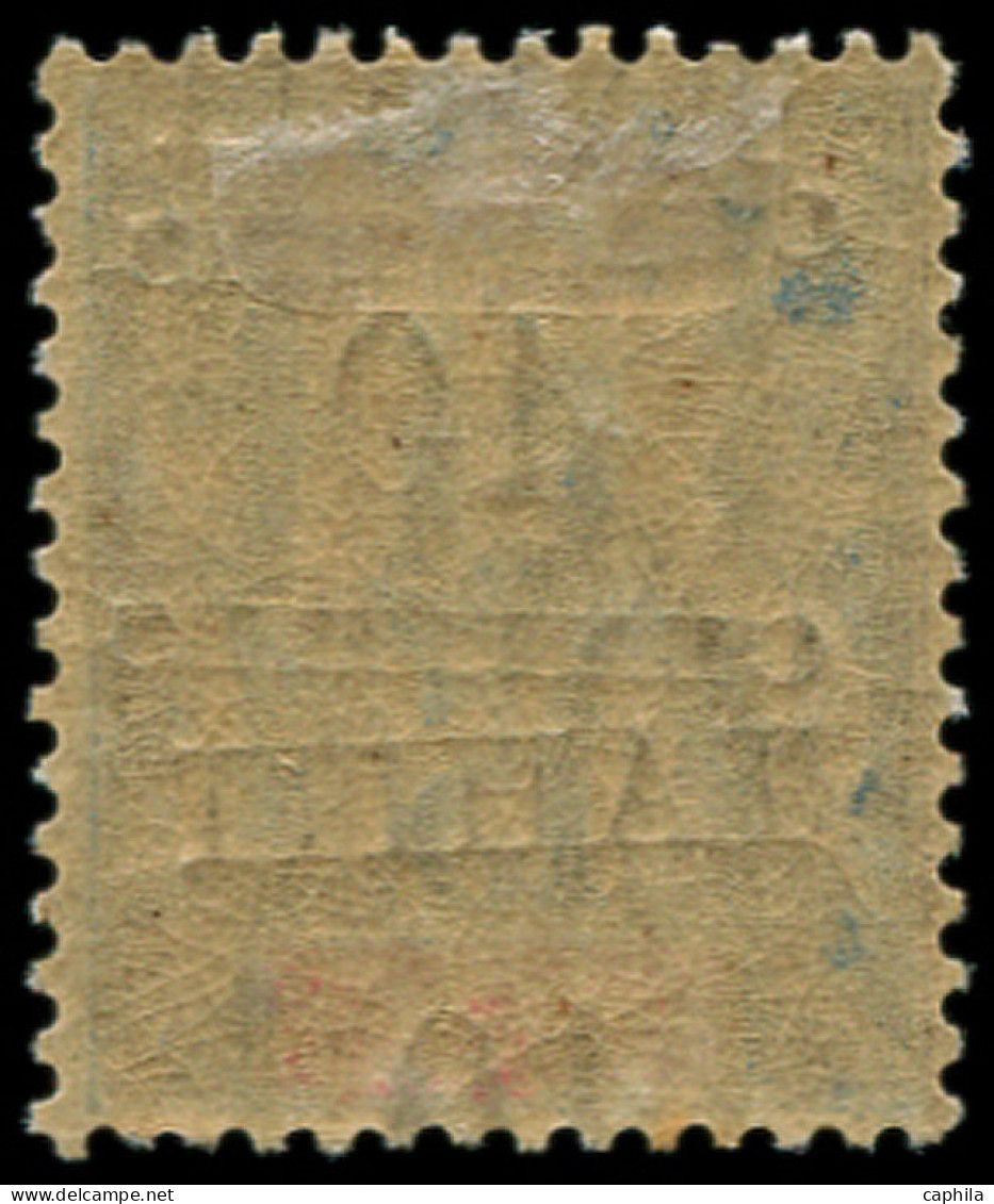 * TAHITI - Poste - 33b, Double Surcharge à Cheval: 10c. S. 15c. Bleu - Unused Stamps