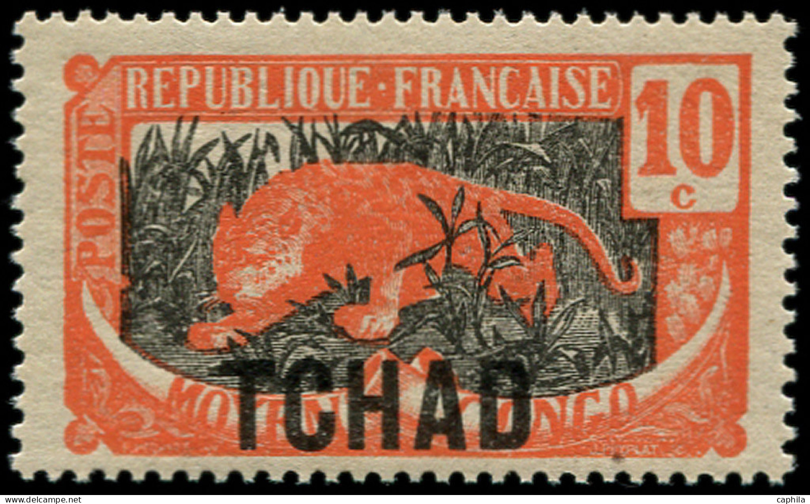 ** TCHAD - Poste - 37a, Surcharge "AEF" Absente, Signé: 10c. Panthère - Unused Stamps