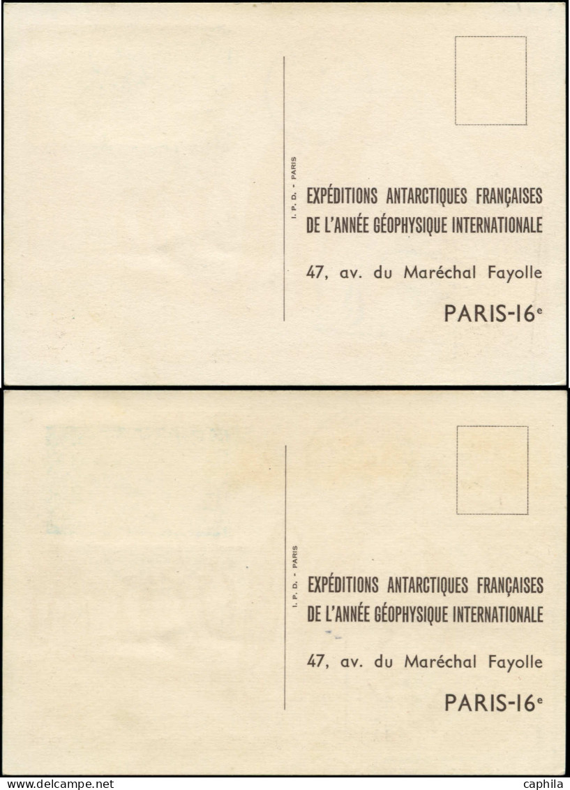 CM TERRES AUSTRALES - Poste Aérienne - 2/3, Sur 2 Cartes Maximum Oblitérés 1958: Manchots - Airmail