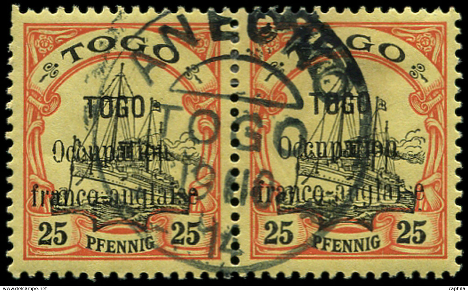 O TOGO - Poste - 26a, En Paire, 1 Exemplaire "0" étroit, Signé, Avec Gomme: 25pf. - Used Stamps
