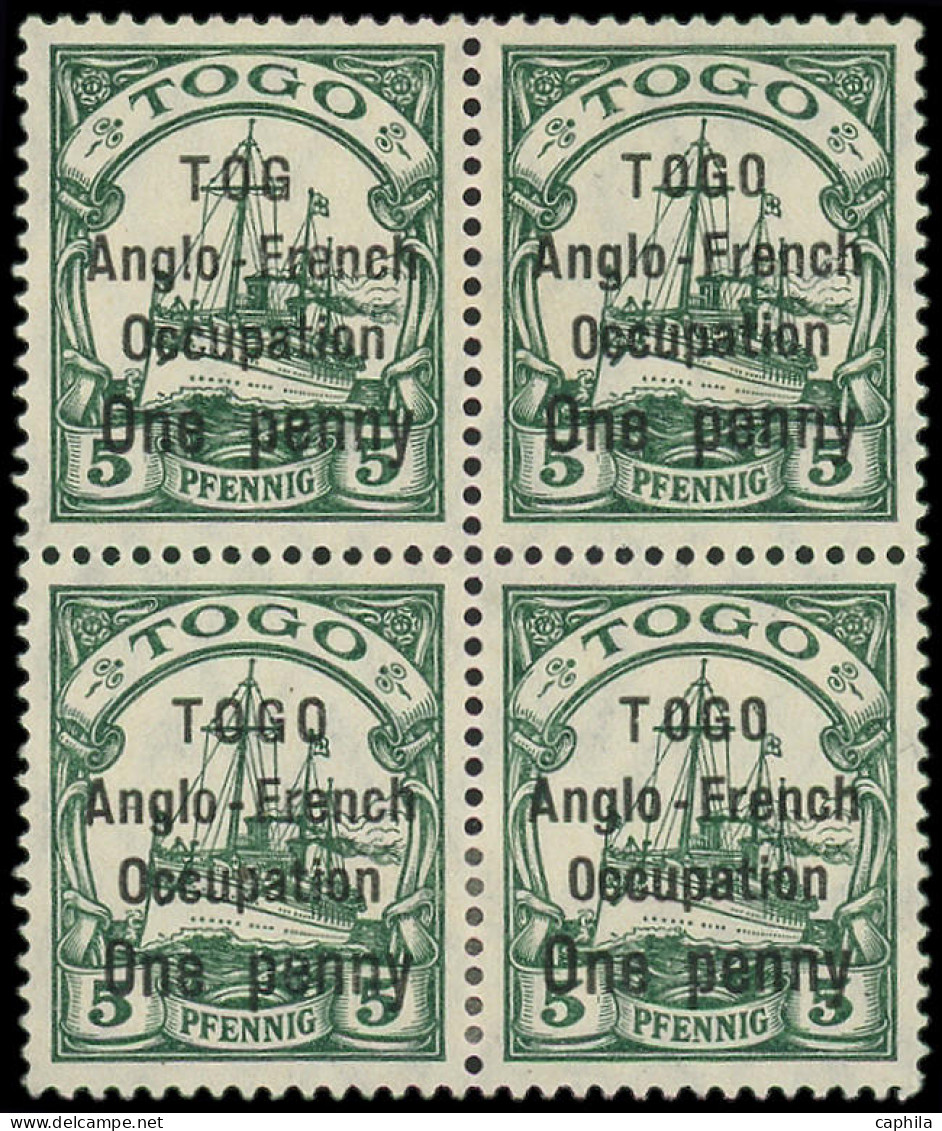 * TOGO - Poste - 33Ab, Type II, Bloc De 4, 1ex. "Tog" Au Lieu De Togo, Signé Scheller: 1p. Sur 5pf. Vert - Unused Stamps
