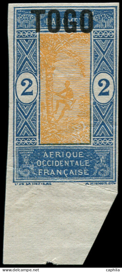** TOGO - Poste - 102, Non Dentelé, Bdf (pli): 2c. Bleu Et Orange - Unused Stamps