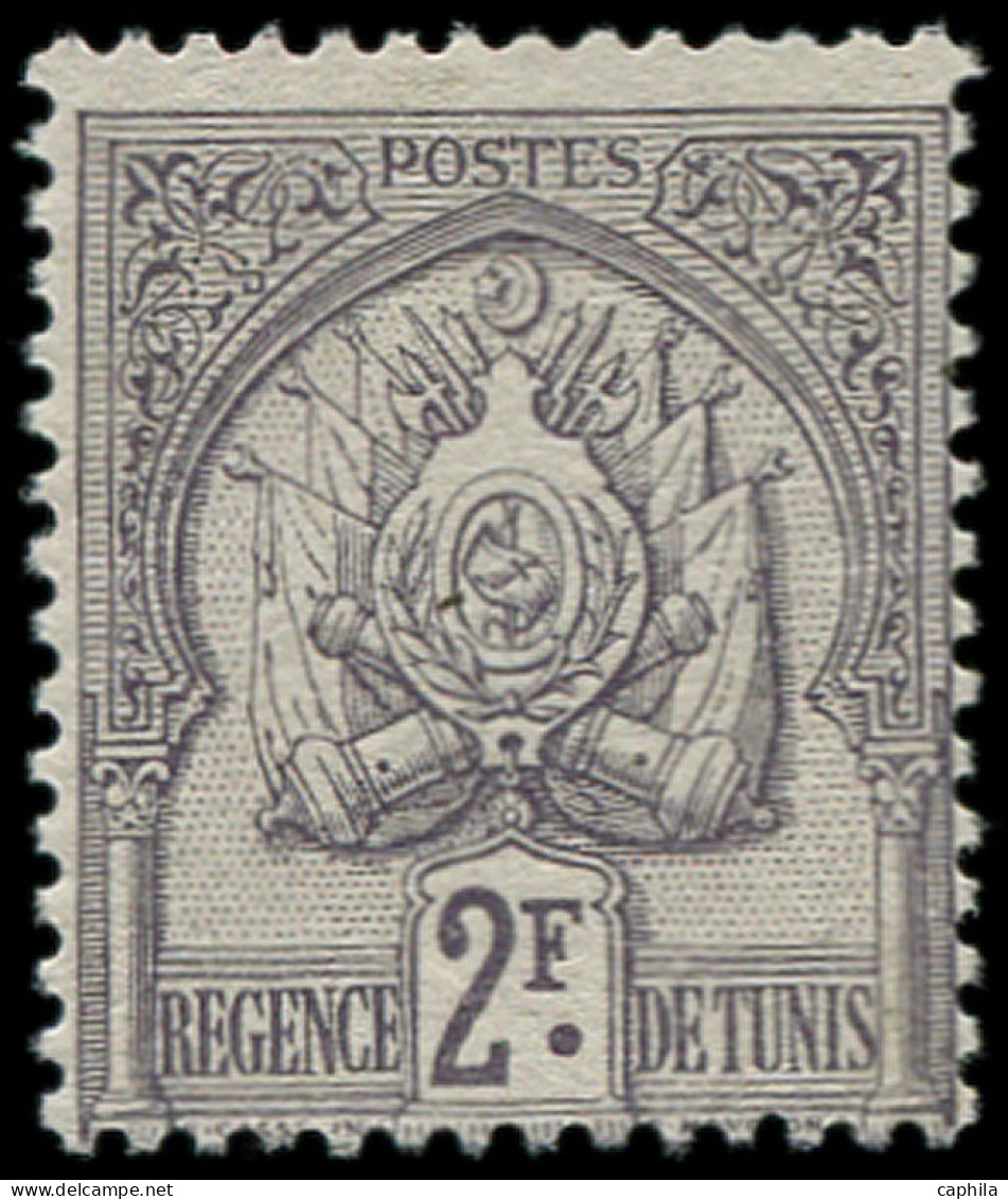 ** TUNISIE - Poste - 27, Décentré: 2f. Violet-gris - Unused Stamps