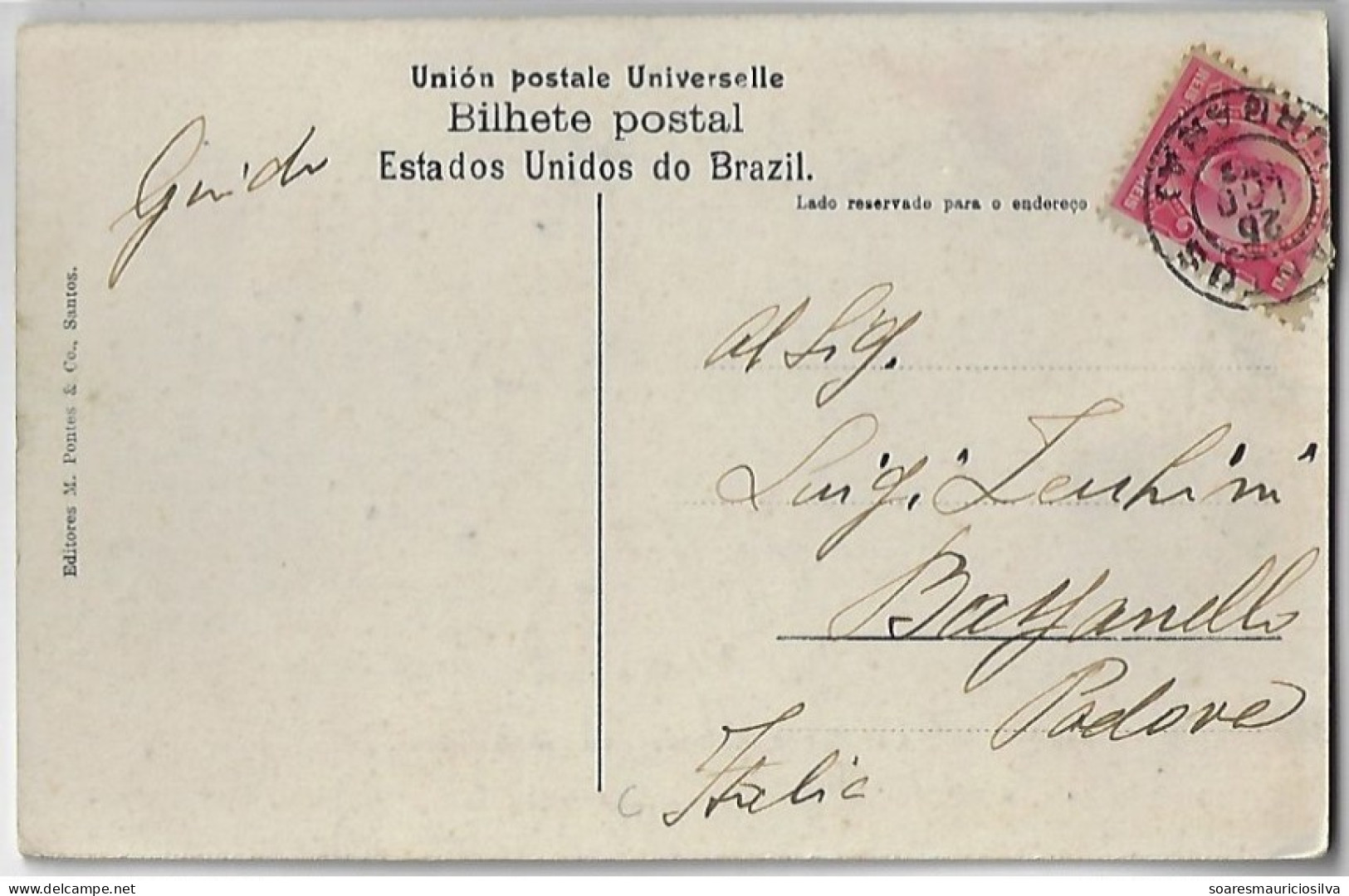 Brazil 1900s Postcard Photo Viaduct In The Mountain São Paulo Railway Editor M. Pontes & Co Nº 34 Sent To Padova Italy - Otros & Sin Clasificación