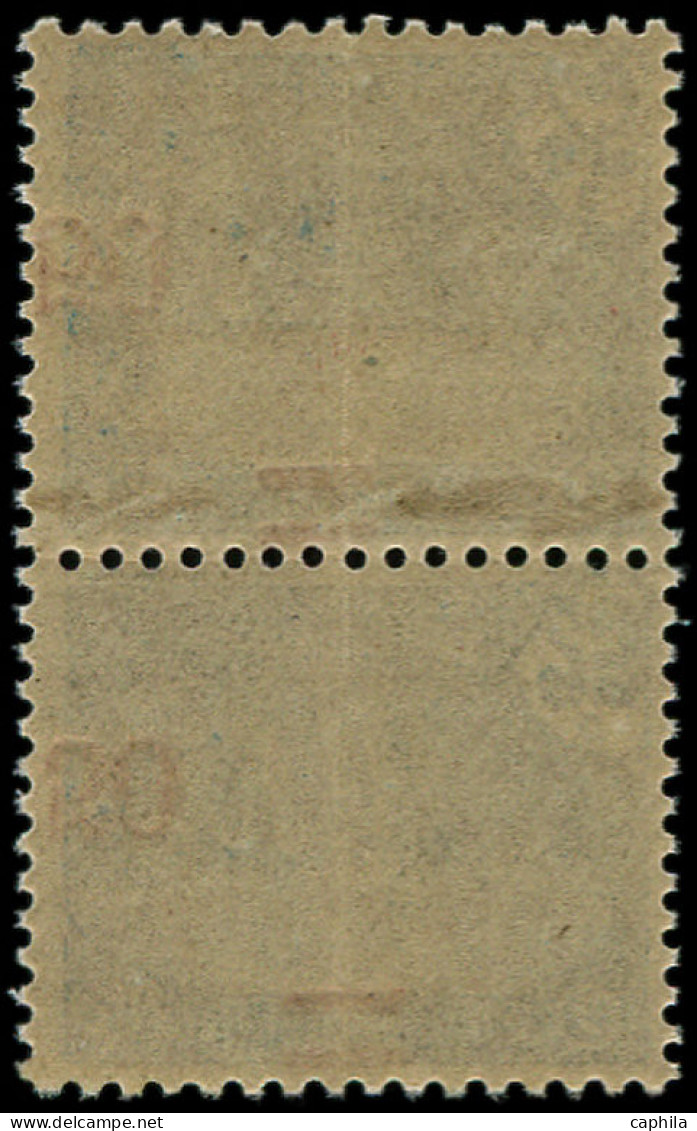 ** TUNISIE - Poste - 99, En Paire, Barres En Haut Et Surcharges Décalées à Droite (pli De Gomme): 50c. S. 25c. Bleu - Unused Stamps