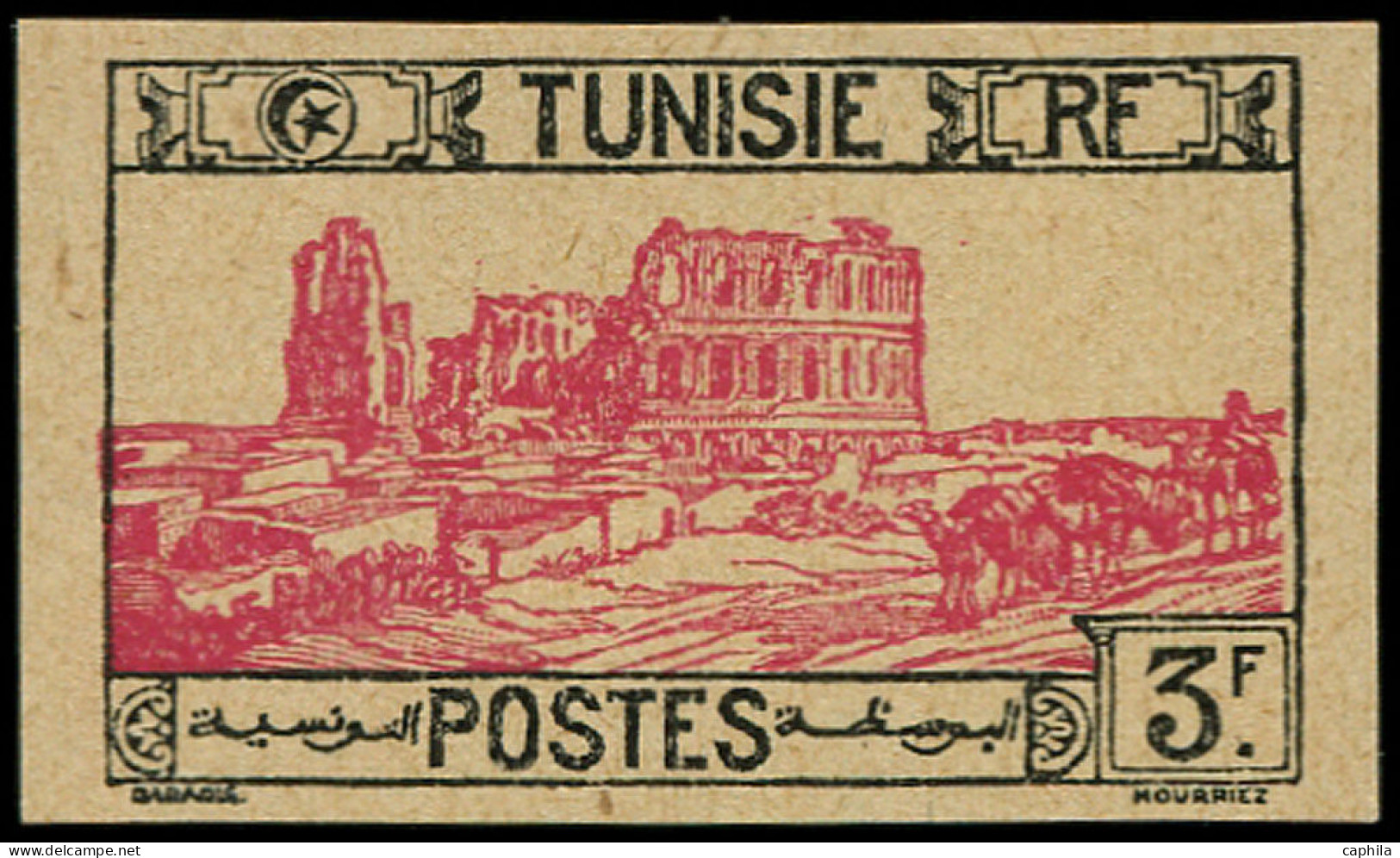 (*) TUNISIE - Poste - 142, Essai De Couleur Non Dentelé: 3f. Amphithéâtre D'El Djem - Neufs