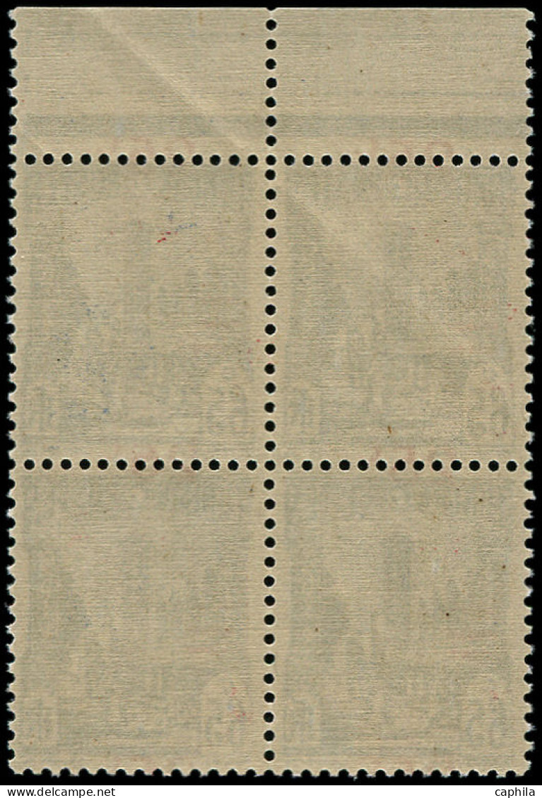 ** TUNISIE - Poste - 205c, Bloc De 4 Surcharge à Cheval (1 Exemplaire Pli): 25c. S. 35c. Bleu - Unused Stamps