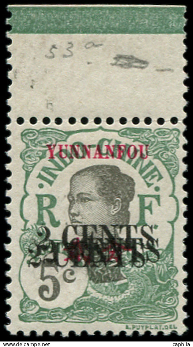 ** YUNNANFOU - Poste - 53a, Triple Surcharge (* Sur Bdf): 2c. S. 5c. Vert Maury - Unused Stamps