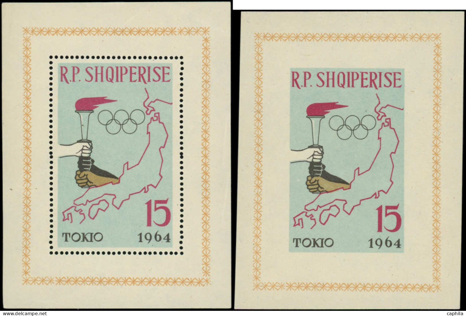 ** ALBANIE - Poste - 626/30 + Bf 6H, Complet Dentelés + Non Dentelés: Jeux Olympiques De Tokyo 1964 - Albania