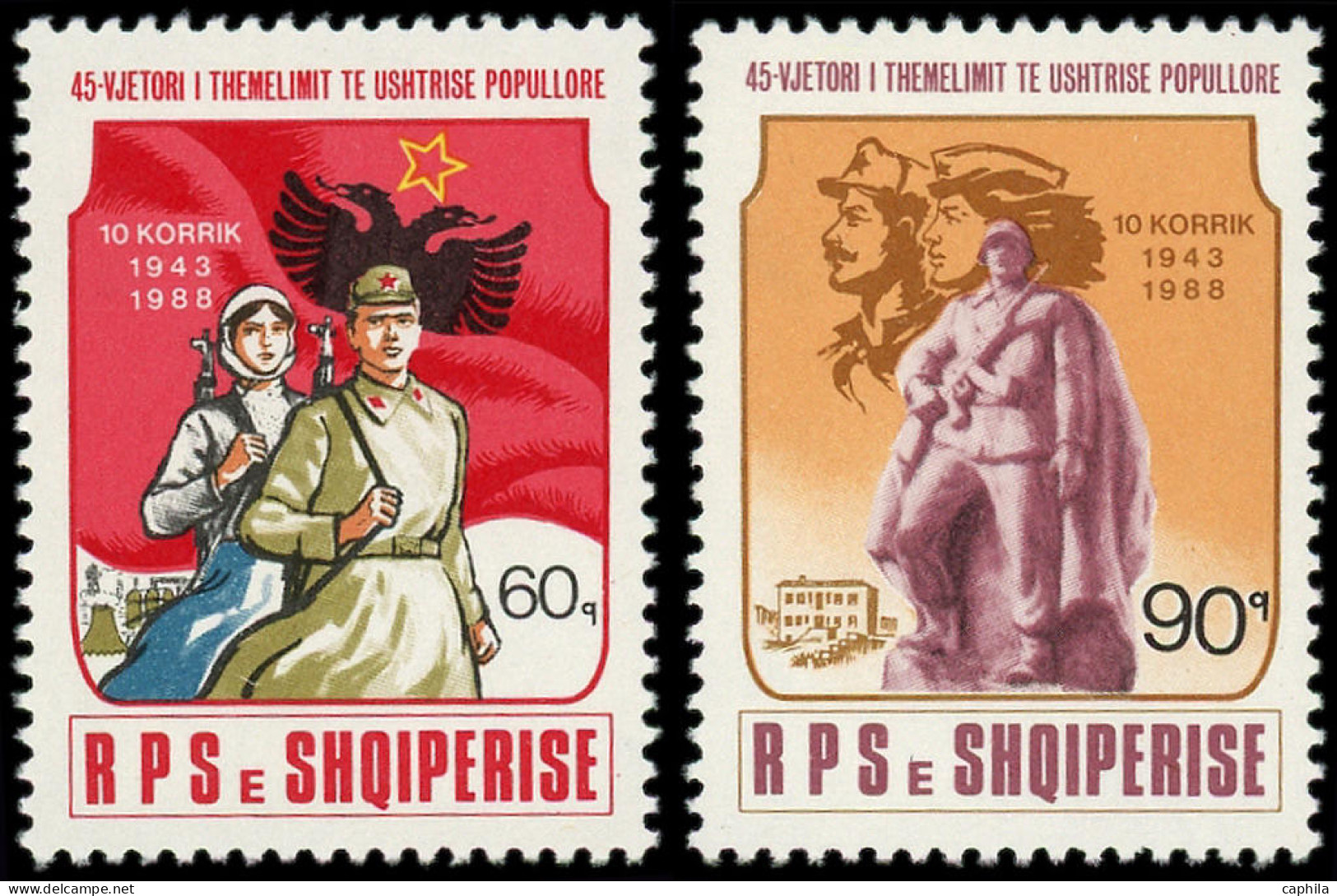 ** ALBANIE - Poste - 2169C/D, 45ème Anniversaire De L'Armée Populaire - Albania