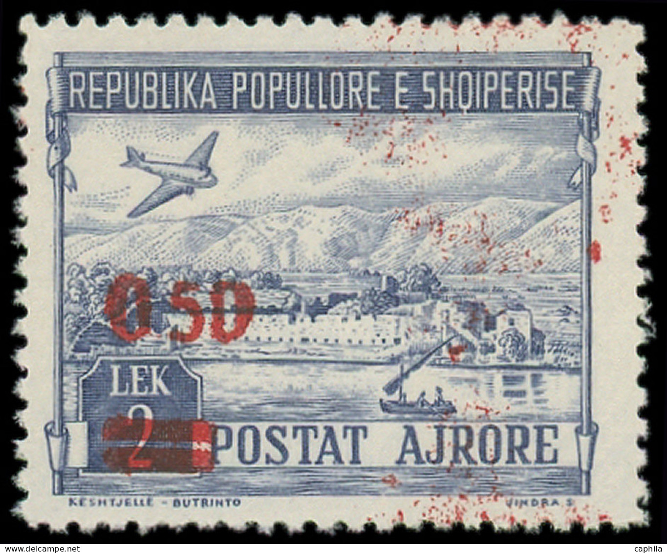 ** ALBANIE - Poste Aérienne - 50, Surcharge Rouge: 050 S. 2l. Rouge - Albanie