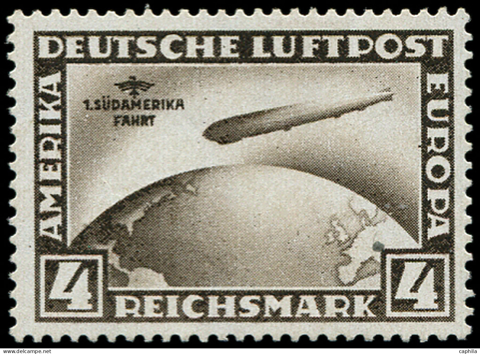 ** ALLEMAGNE EMPIRE - Poste Aérienne - 39, Signé Scheller (infime Point Noir Au Dos): 4m. Südamerikafahrt - Poste Aérienne & Zeppelin