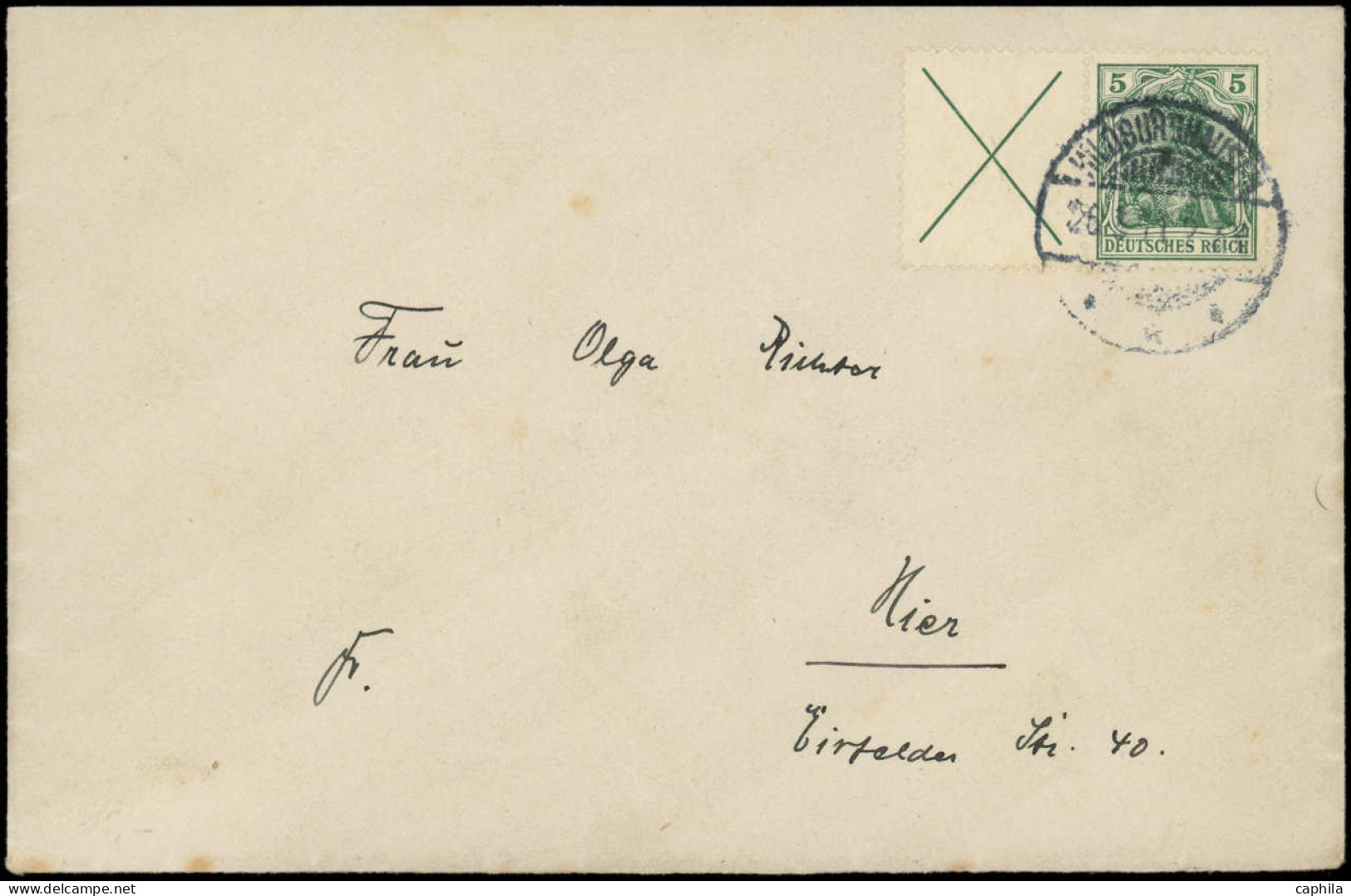 LET ALLEMAGNE EMPIRE - Timbres De Carnets - Michel W1.1, X + 5pf. Vert (oxydation) - Andere & Zonder Classificatie