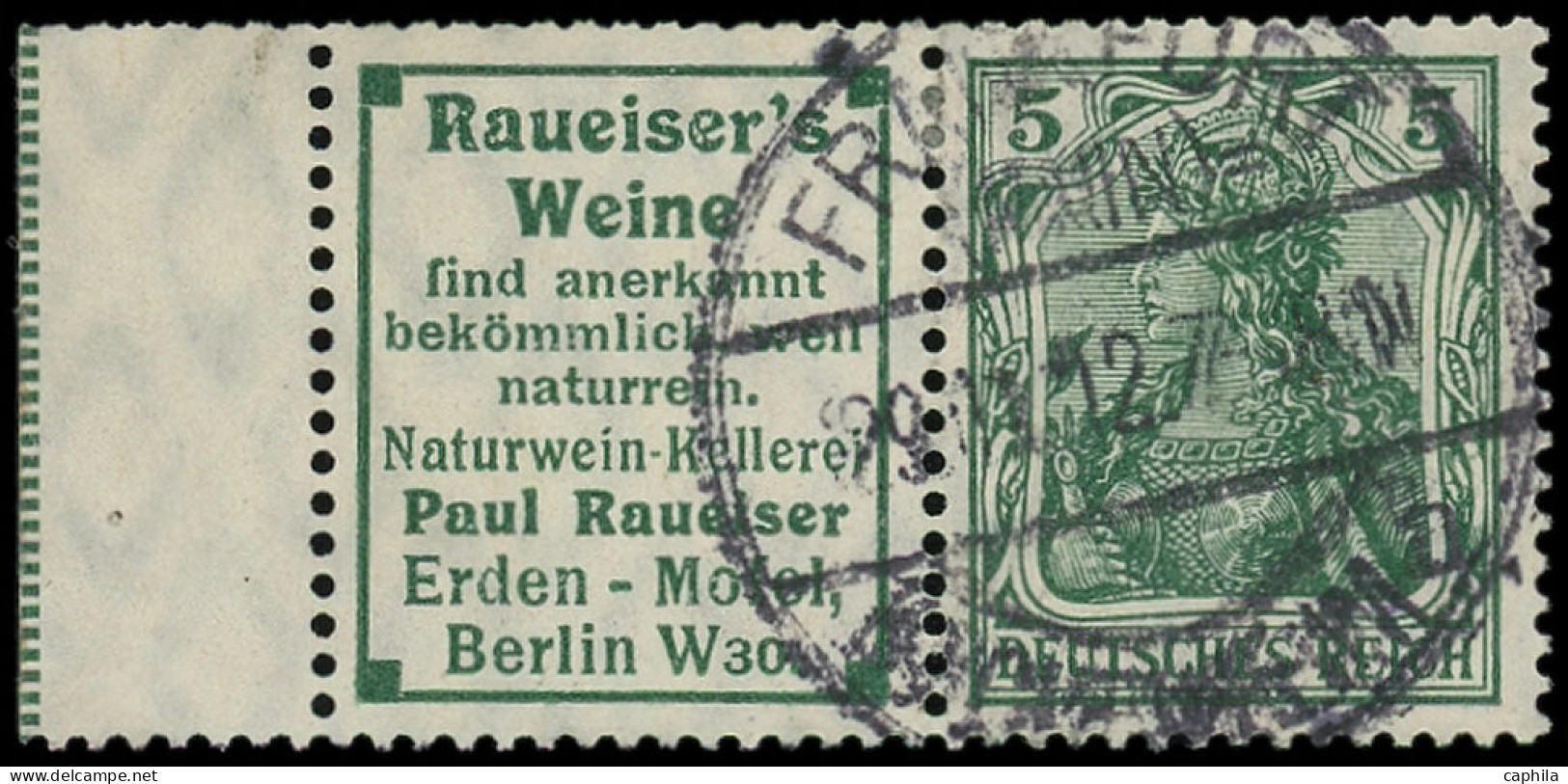 O ALLEMAGNE EMPIRE - Timbres De Carnets - Michel W 2.11, Bdf: "Raueiser Weine" + 5pf. Vert - Other & Unclassified