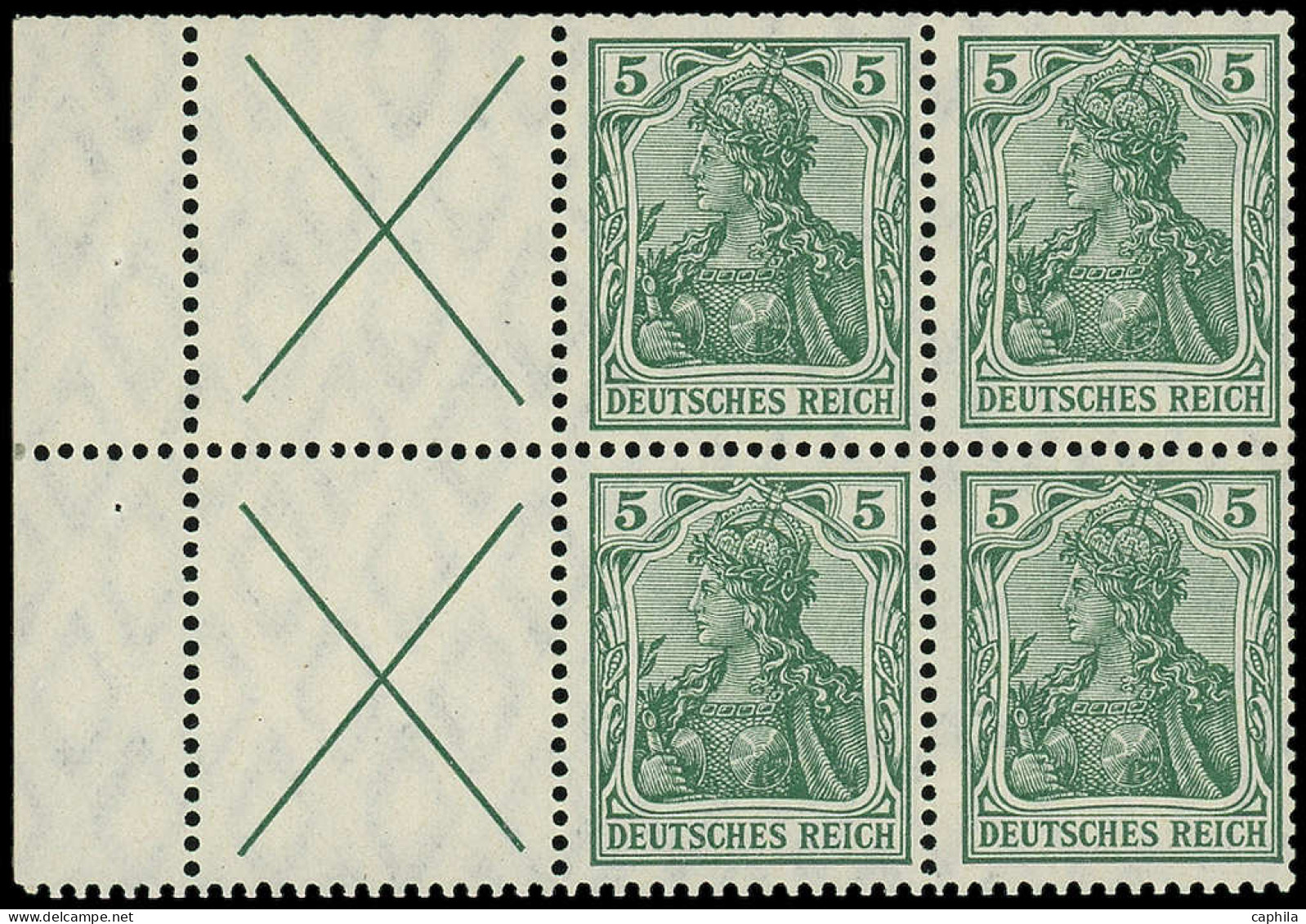 * ALLEMAGNE EMPIRE - Timbres De Carnets - Michel HB 3aA, 5pf. Vert Germania, Feuillet Complet, 2 X - Other & Unclassified