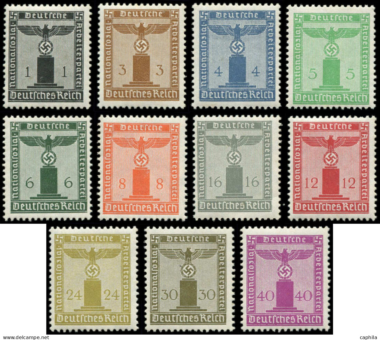 ** ALLEMAGNE EMPIRE - Service - 105/15, Complet 11 Valeurs, Filigrane E - Dienstzegels