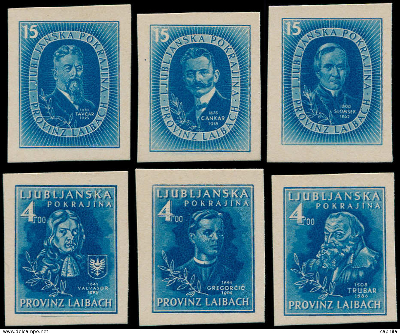 (*) ALLEMAGNE 39/45 - LAIBACH - Poste - Michel I/VI, Non Dentelés Sur Carton En Bleu - Occupation 1938-45