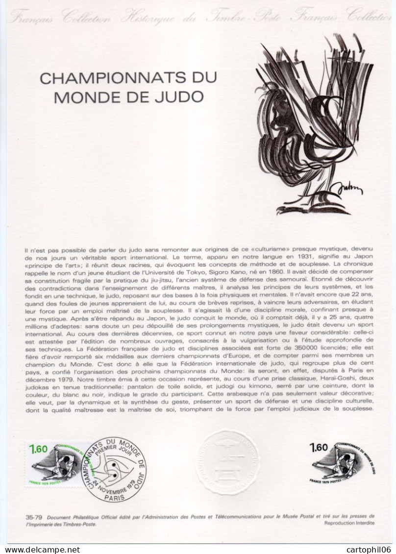 - Document Premier Jour LES CHAMPIONNATS DU MONDE DE JUDO - PARIS 24.11.1979 - - Judo