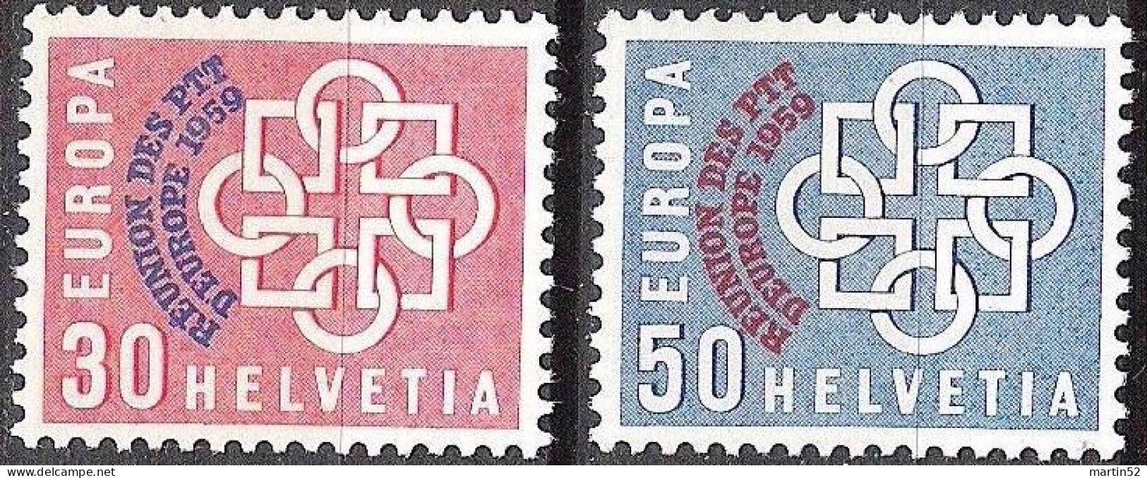 Schweiz Suisse 1959: Conférence PTT-Konferenz  Zu 349-350 Mi 681-682 Yv 632-633 ** MNH (Zu CHF 30.00) - Europese Gedachte