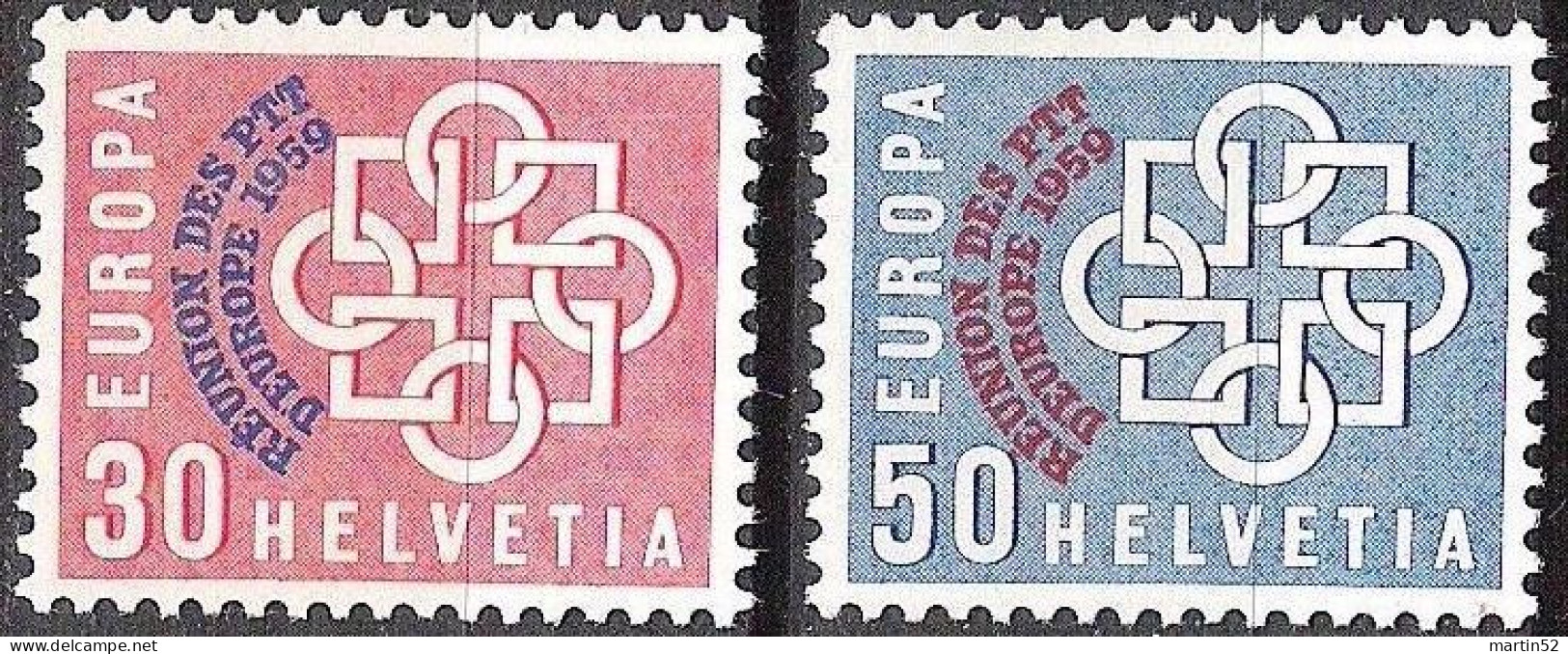 Schweiz Suisse 1959: Conférence PTT-Konferenz  Zu 349-350 Mi 681-682 Yv 632-633 ** MNH (Zu CHF 30.00) - Unused Stamps