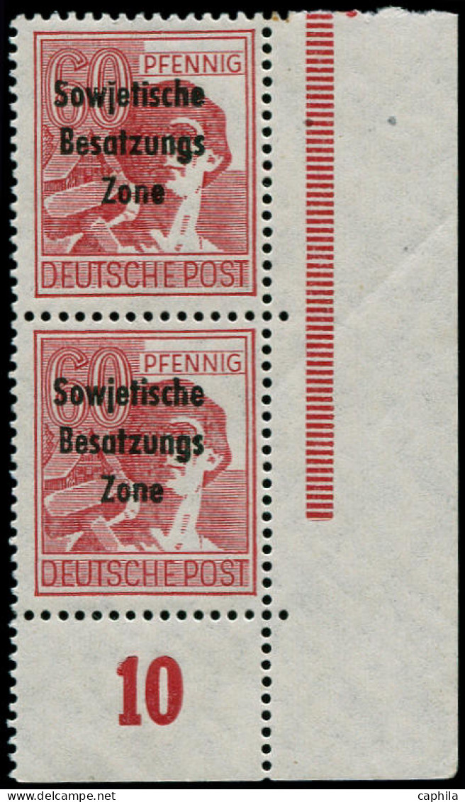 ** ALLEMAGNE ZONE SOVIET OCCUPATION - Poste - 21, Brun Rouge Clair, 60pf, Paire Verticale Cdf (Michel 195) - Other & Unclassified
