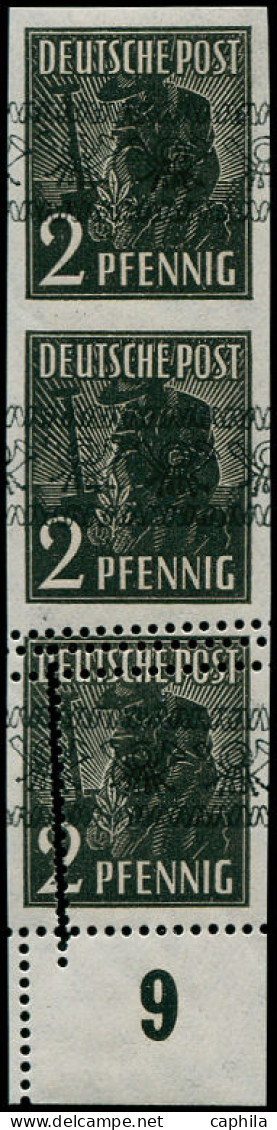 ** ALLEMAGNE BIZONE - Poste - Michel 36 I U + 36 U DR, Bande De 3 Verticale, 1 Exemplaire Dentelé, 1 Exemplaire Non Dent - Other & Unclassified