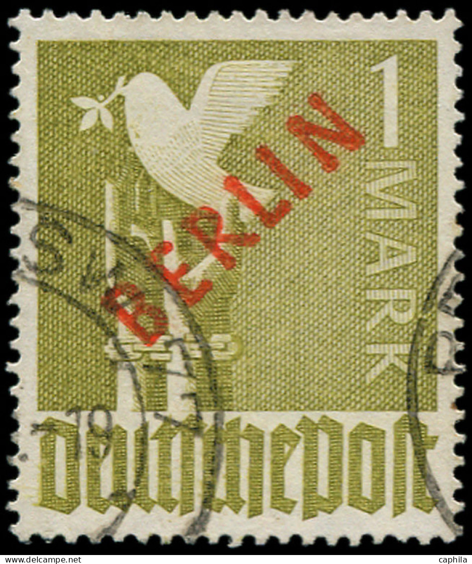 O ALLEMAGNE BERLIN - Poste - 17, Signé Brun: 1m. Surcharge Rouge - Used Stamps