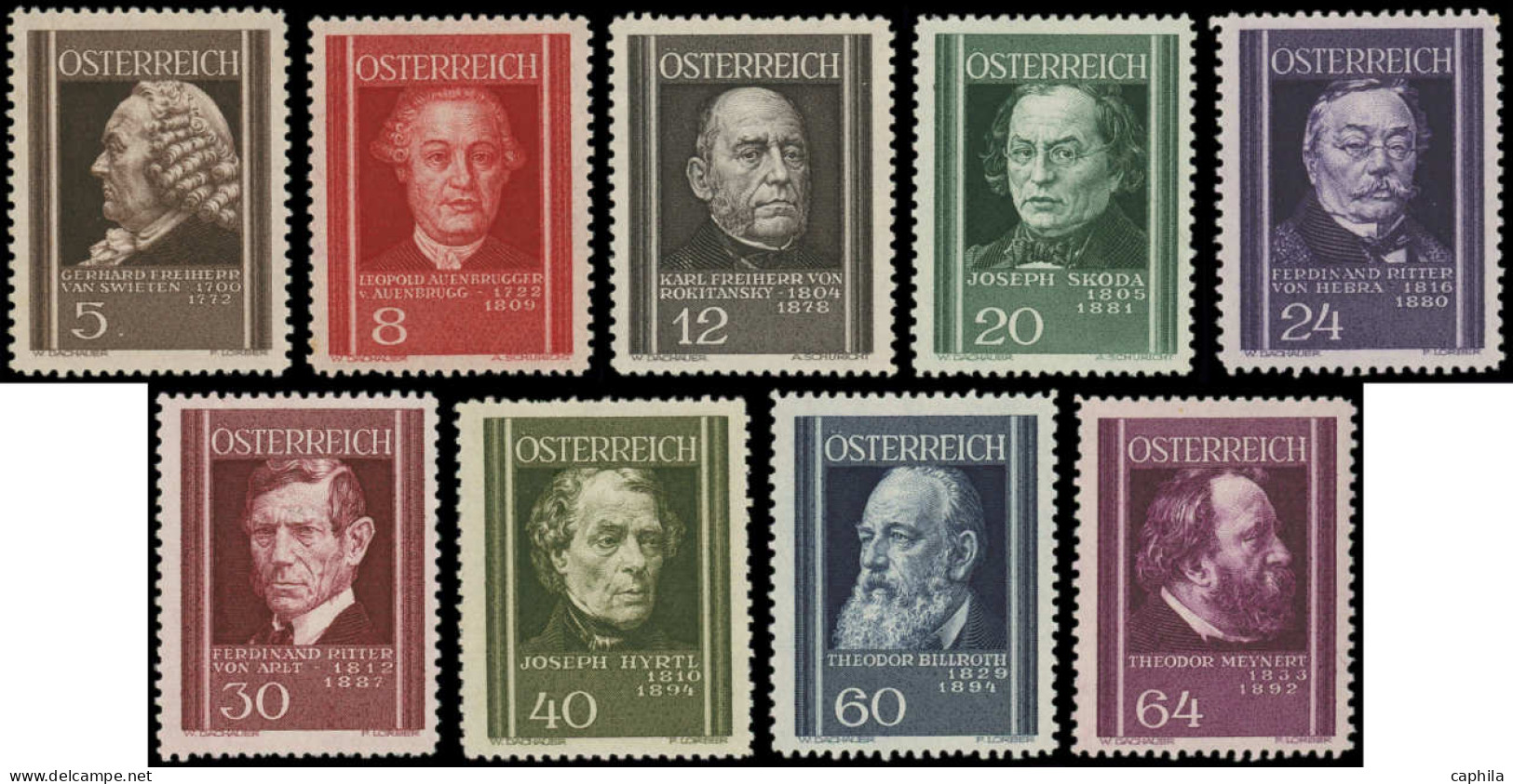 ** AUTRICHE - Poste - 506/14, Complet 9 Valeurs: Médecins - Unused Stamps