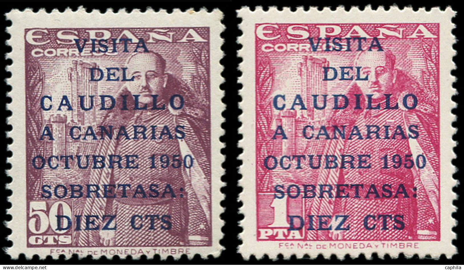 ** ESPAGNE - Poste - 806A/07A, Surcharge "Caudillo" Mesure 16,5 Mm - Unused Stamps