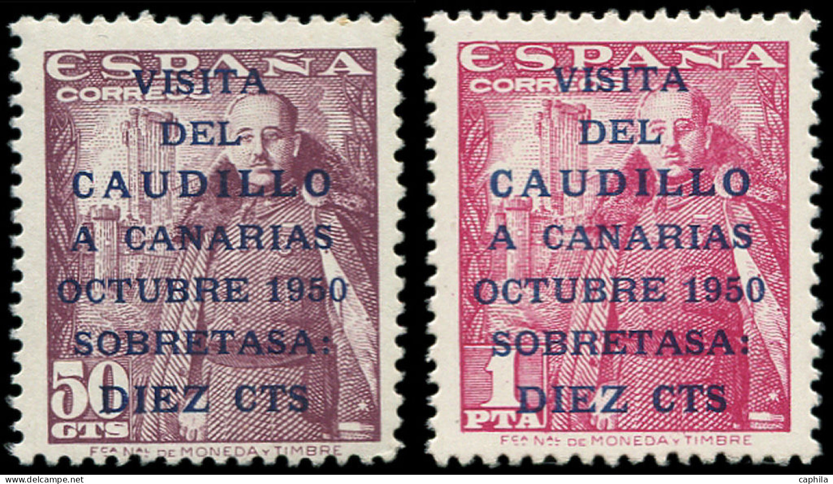 ** ESPAGNE - Poste - 806A/07A, Surcharge "Caudillo" Mesure 16,5 Mm - Neufs