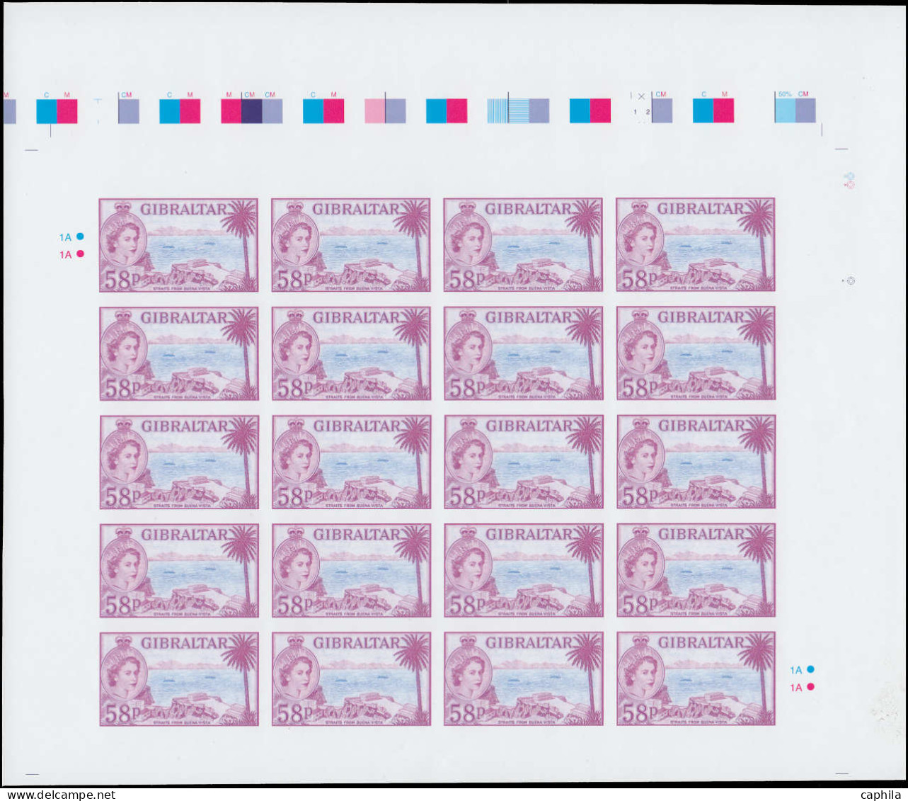 ** GIBRALTAR - Poste - 1553/66, Exceptionnelle Série De 14 Feuilles De 20, Couleurs Proches De L'originale (tirage Infim - Gibraltar