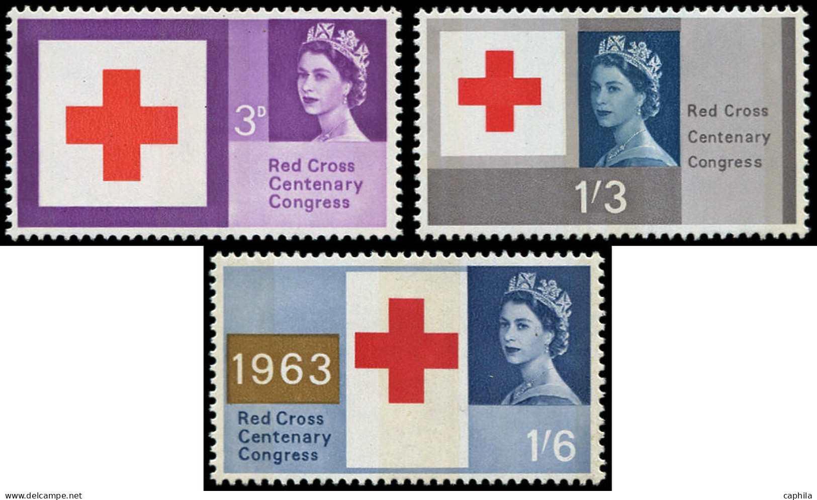 ** GRANDE BRETAGNE - Poste - 378A/80A, Avec Bande Phosphore: Croix Rouge - Unused Stamps